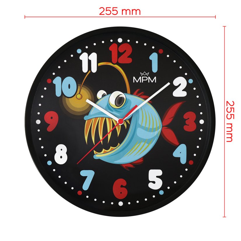 Detské nástenné hodiny s tichým chodom MPM ryba - E01M.4269.90