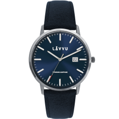 LAVVU Modré pánske hodinky so zafírovým sklom Copenhagen Titanium Blue