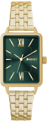 MINET Zlato-zelené dámské hodinky SIENA se zlatým ocelovým řemínkem