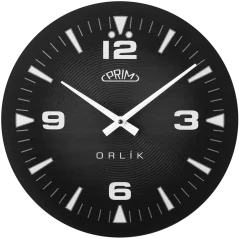 Sklenené nástenné hodiny Prim Orlík III - čierne - E09.5541.9090