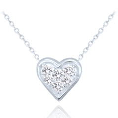 MINET Strieborný náhrdelník srdca s bielymi zirkónmi