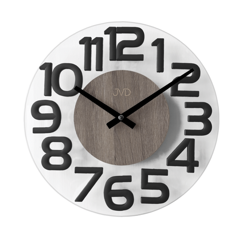 Nástenné drevené hodiny so skleneným ciferníkom JVD HT098.3