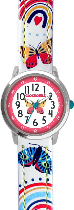 CLOCKODILE Bílé dívčí dětské hodinky MOTÝL