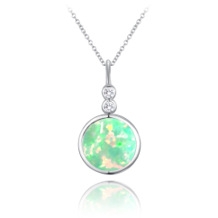 MINET Strieborný náhrdelník s tyrkysovým opálkom a bielymi zirkónmi