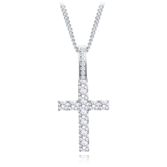 MINET Strieborný náhrdelník krížik so zirkónmi