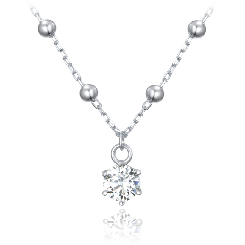 MINET Strieborný náhrdelník s guličkami s bielym zirkónom