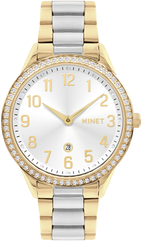 MINET Strieborno-zlaté dámske hodinky AVENUE s číslami