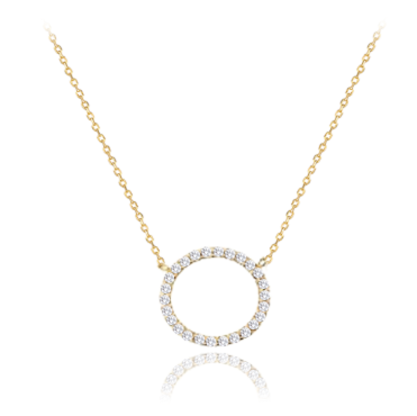 MINET Zlatý náhrdelník kroužek s bílými zirkony Au 585/1000 2,05g