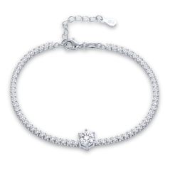 MINET Elegantný strieborný náramok s bielym zirkónom