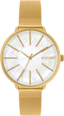 Zlaté dámske hodinky MINET PRAGUE Gold Flower Mesh MWL5144