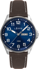 LAVVU Oceľové pánske hodinky BERGEN Blue / Top Grain Leather so svietiacimi číslami