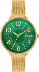 MINET Zlaté dámske hodinky PRAGUE Pure Gold MESH