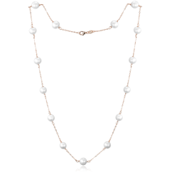 MINET Rose gold stříbrný náhrdelník s přírodními perlami Ag 925/1000 12,15g
