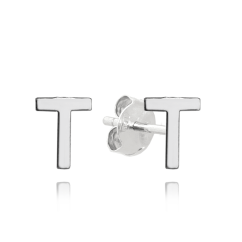 MINET Strieborné náušnice písmeno "T"
