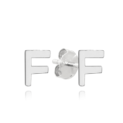 MINET Strieborné náušnice písmeno "F"