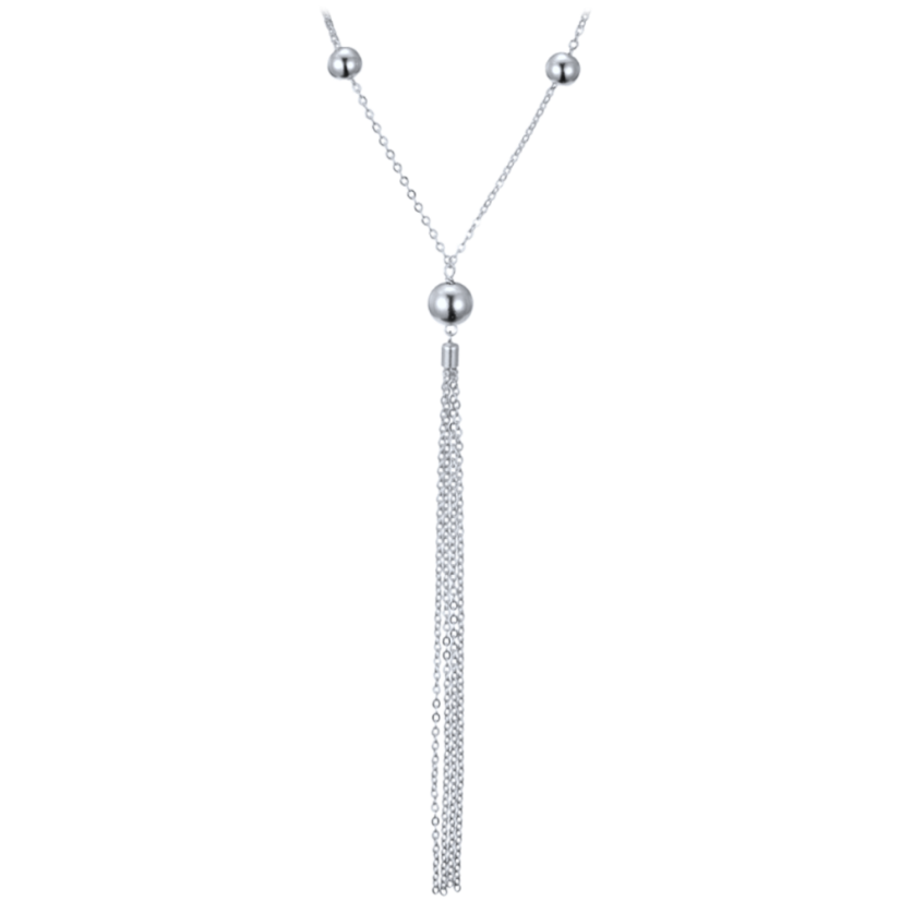 MINET Strieborný náhrdelník s retiazkami a guličkami
