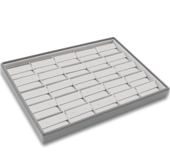 MINET Šedé prezentační plato na šperky - 25x náušnice / drobné sety - 31,5 x 22,5 cm