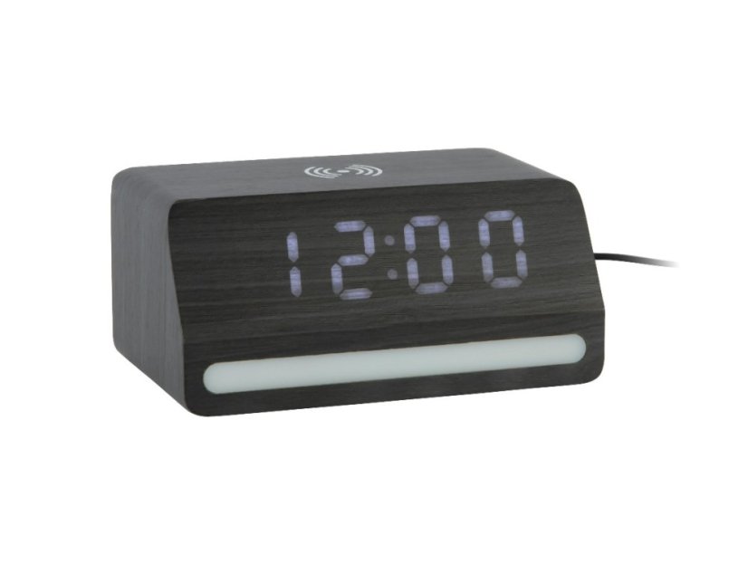 LED hodiny-budík 6078BK Karlsson s nabíječkou smartphonů 16cm
