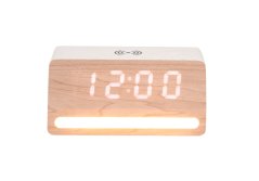LED hodiny-budík 6078WH Karlsson s nabíjačkou smartfónov 16cm