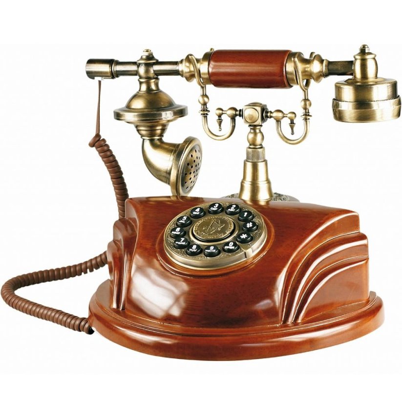 Luxusný retro telefón z dreva a mosadze PRIM I05.1221.52 (I05.1221.52.W)