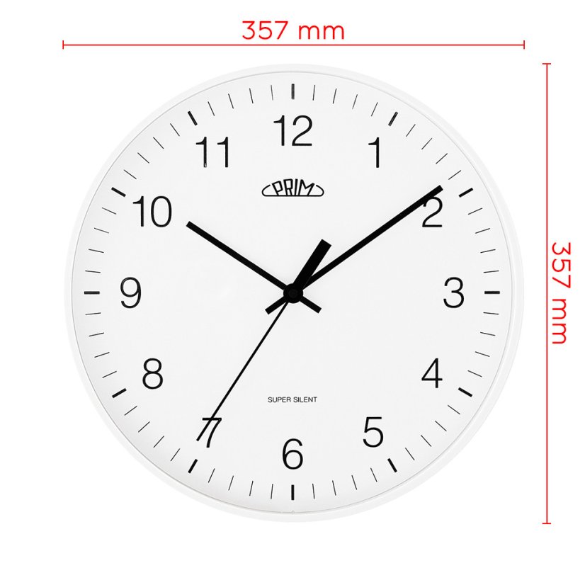 Nástenné hodiny s tichým chodom PRIM Super silent - biele - E01.4345.00
