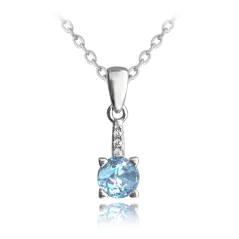 MINET Elegantný strieborný náhrdelník so svetlo modrým zirkónom