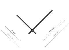 Čierne rovné hliníkové ručičky na hodiny 120 mm | 90 mm