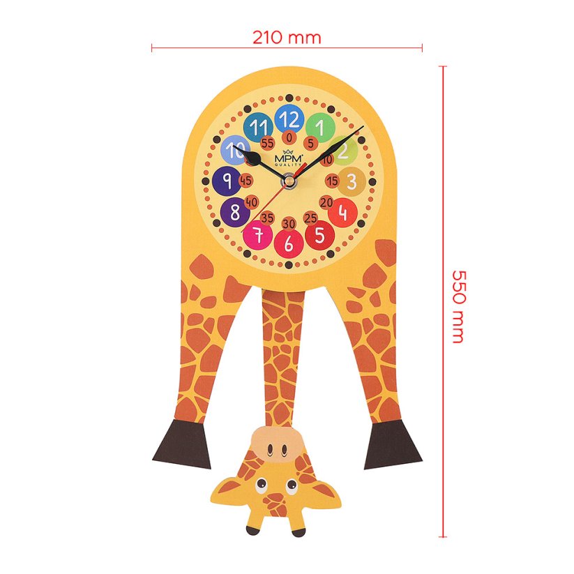 Dětské nástěnné hodiny žirafa MPM Fernse - D - E05.4468.D
