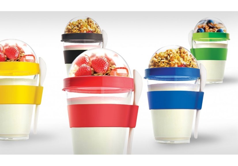 ASOBU multifunkční svačinový kelímek YO2GO červený 360ml