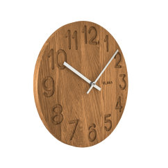 VLAHA Drevené hodiny OAK vyrobené v Čechách so striebornými rúčkami ?34cm