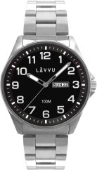 Ocelové pánské hodinky LAVVU BERGEN Black se svítícími čísly  LWM0142
