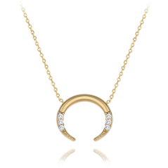 MINET Zlatý náhrdelník půlměsíc s bílými zirkony Au 585/1000 1,55g