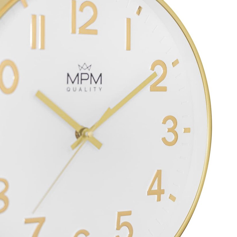 Nástenné hodiny s tichým chodom MPM Aurumis - zlaté - E01.4593.80
