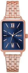 MINET Rosegold-modré dámské hodinky SIENA se rosegold ocelovým řemínkem