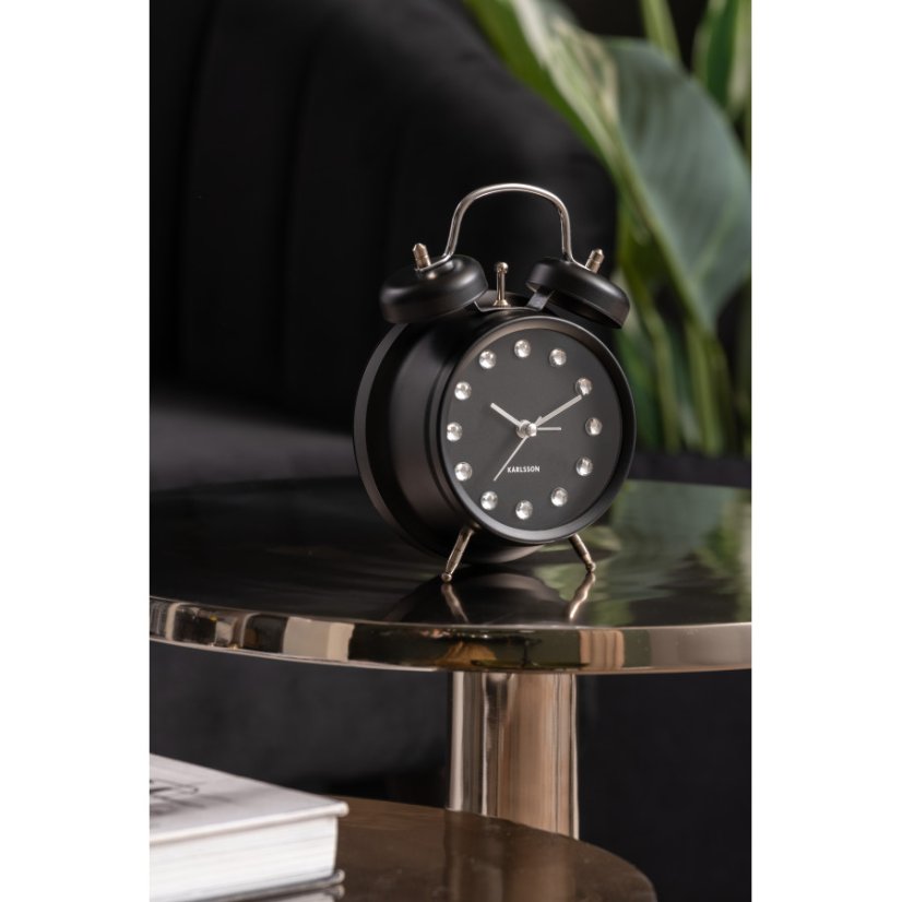 Dizajnový zvoncový budík 6018BK Karlsson 17cm