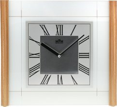 Nástěnné skleněné hodiny s dřevěným dekorem MPM E07.2715.53