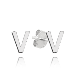 MINET Strieborné náušnice písmeno "V"