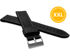 LAVVU XXL Prodloužený prošitý černý řemínek SPORT z luxusní kůže Top Grain - 26 XXL