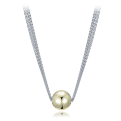 MINET Elegantný dvojfarebný strieborný náhrdelník s tromi retiazkami s guličkou Ag 925/1000 10,70g