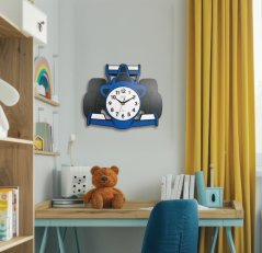 Dětské dřevěné nástěnné hodiny s tichým chodem s motivem formule JVD HJ116.1