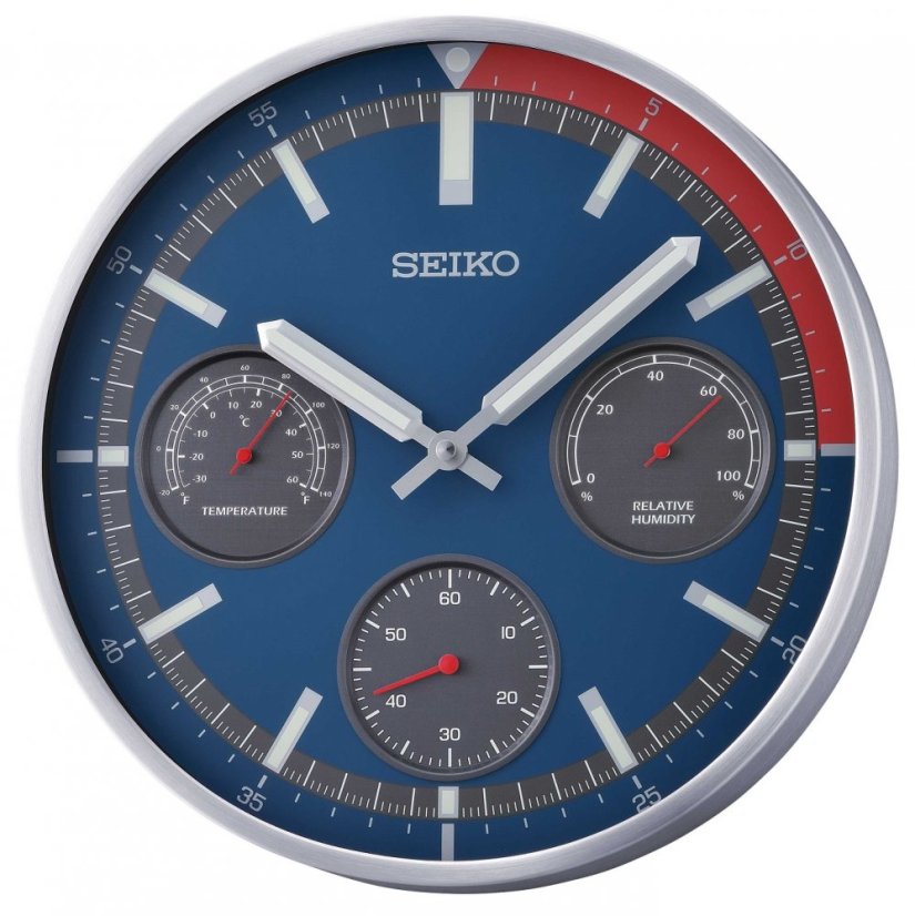 Nástěnné hodiny s tichým chodem a teploměrem Seiko QXA822S