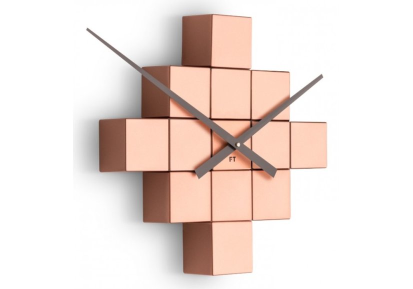 Dizajnové nástenné nalepovacie hodiny Future Time FT3000CO Cubic copper