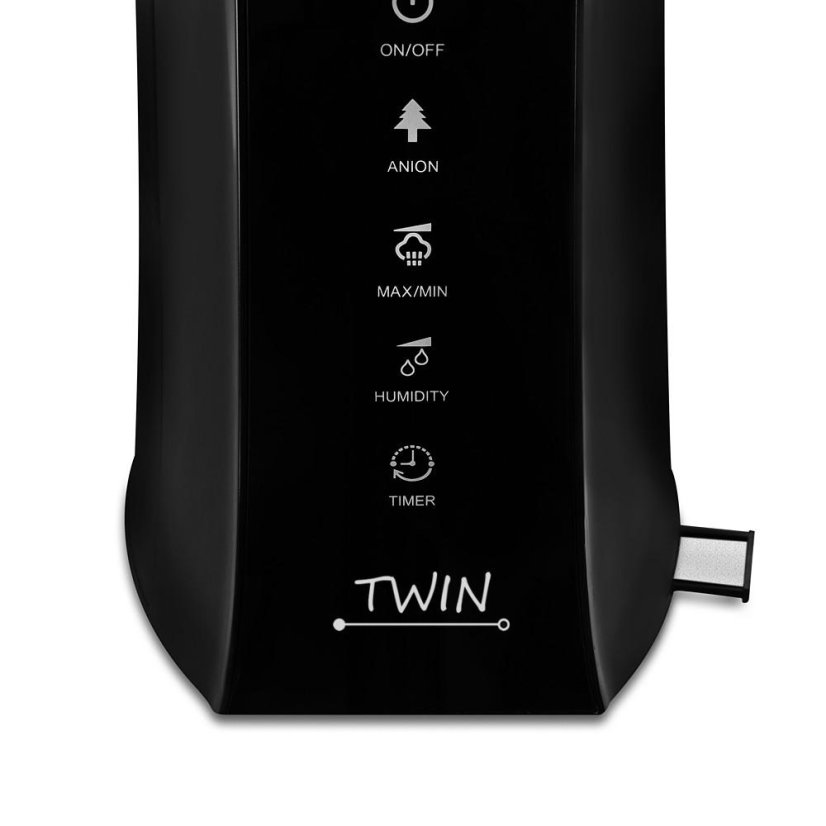 Ultrazvukový zvlhčovač vzduchu s ionizátorom a možnosťou aromaterapie Airbi TWIN - čierny