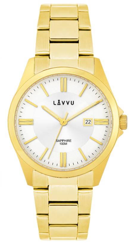 LAVVU Pánské hodinky se safírovým sklem HALLAND Gold