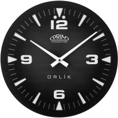 Skleněné nástěnné hodiny Prim Orlík III - černé - E09.5541.9090