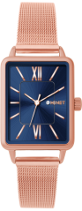 MINET Rosegold-modré dámské hodinky SIENA se rosegold ocelovým řemínkem
