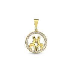 Zlatý prívesok so zirkónmi znamení zverokruhu blíženci ZP0425XJ71-24BL (585/1000) 1,24g