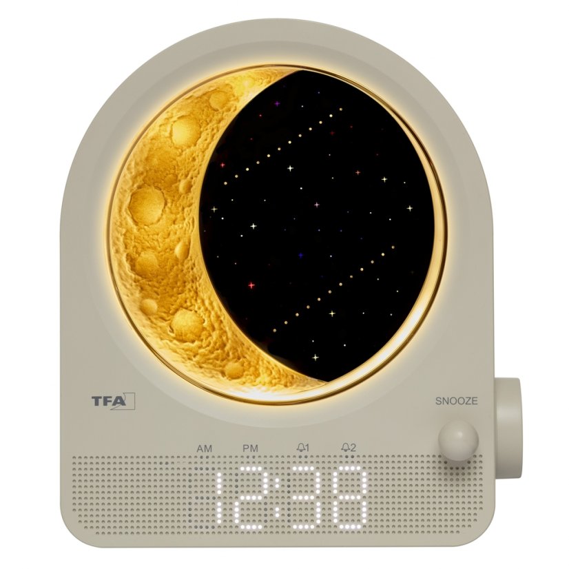 TFA 60.2053.15 - retro světelný budík měsíc a meteory