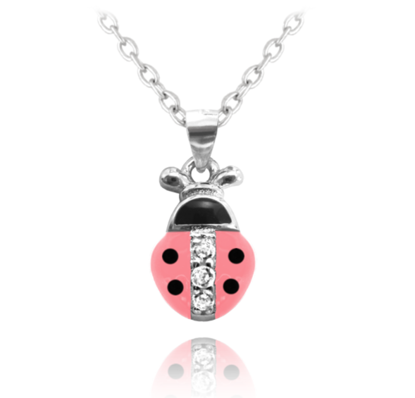 Strieborný náhrdelník MINET RUŽOVÁ BERUŠKA vykladaná zirkónmi JMAD0001PN38