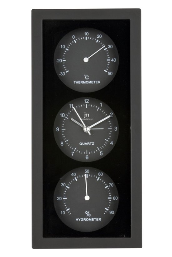 Nástěnné-stolní hodiny s teploměrem a vlhkoměrem JA7071N Lowell 26cm